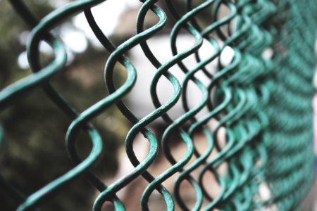 Selective Focus Photography Of A Green Link Fence photo