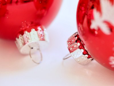 Two Red Christmas Ornaments photo