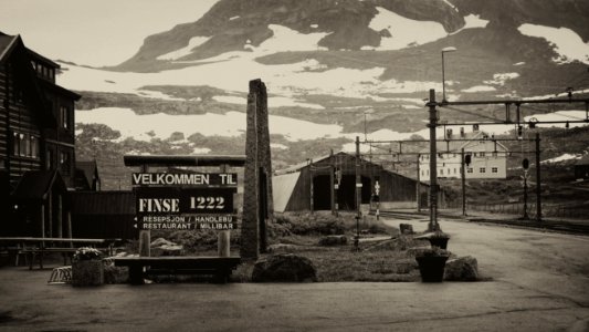 Grayscale Photo Of Velkommen Til Finse 1222
