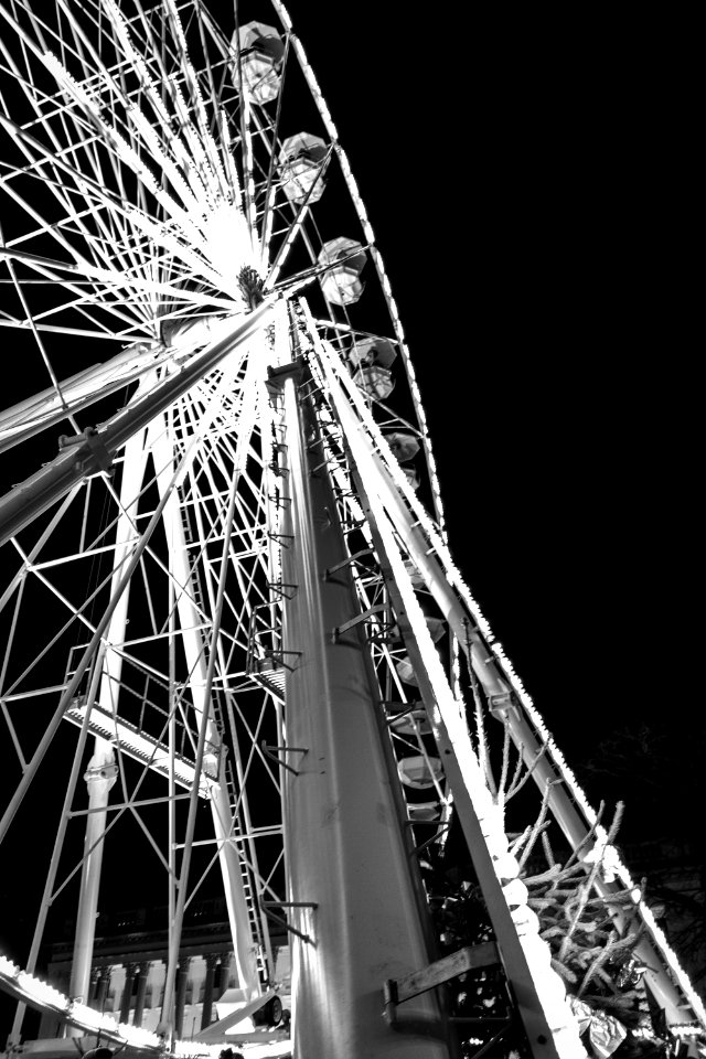 Grayscale Photo Of Ferris Wheel