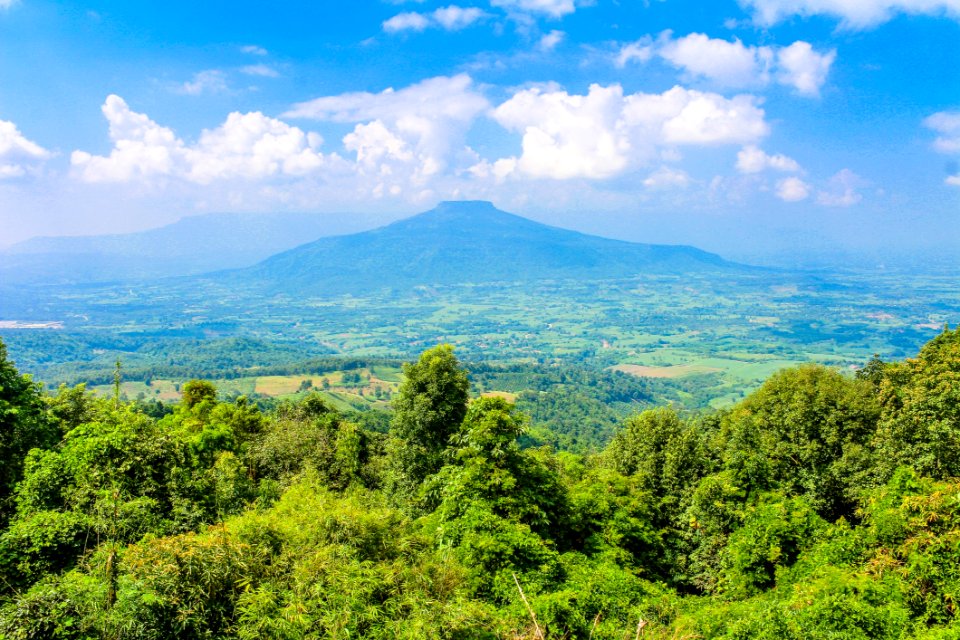 Aerial View Of Mountain Under The Blue Sky