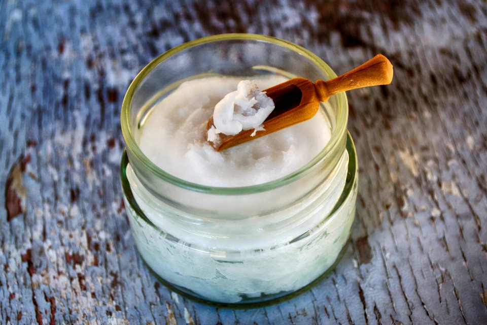 Clear Glass Container With Coconut Oil