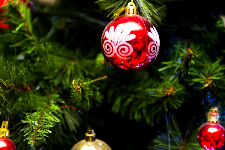 White Red And Gold-colored Christmas Baubles
