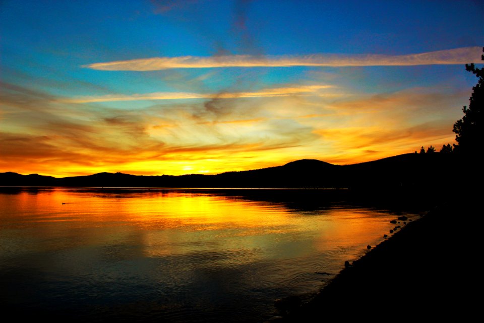 Large Body Of Water During Sunset