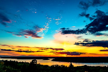 Silhouette Of Island During Sunset photo