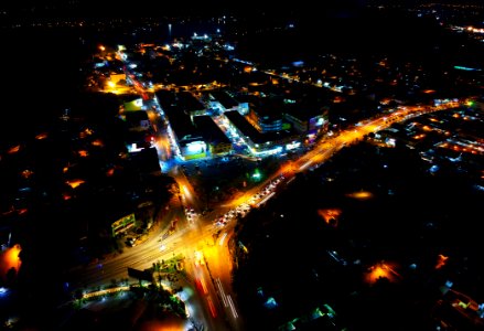Aerial View Of City During Nighttime