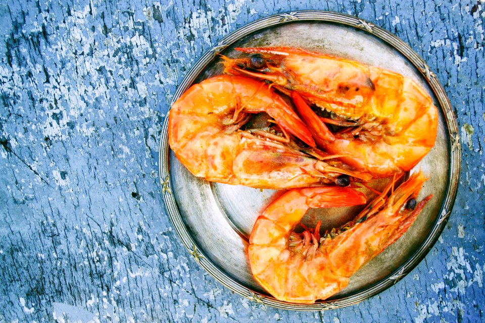 Three Cooked Shrimps On Can