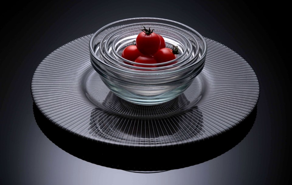 Tomatoes In Clear Glass Bowls