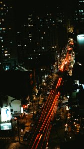 Birds Eye View Of City At Night Time photo