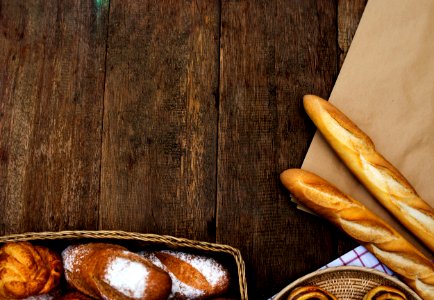 Stick Breads On Wooden Plank photo