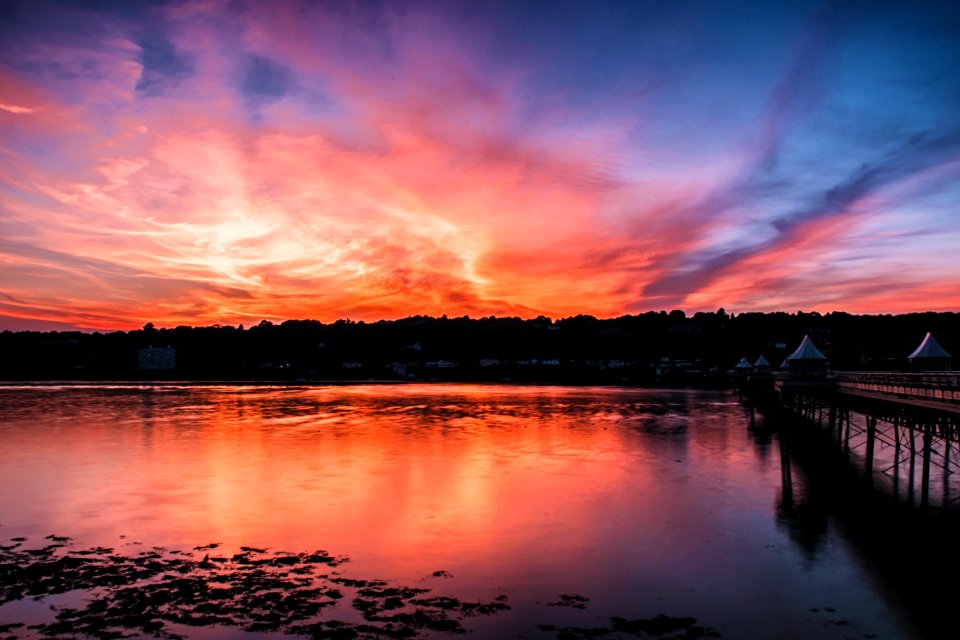 Landscape Body Of Water Near Dock During Night Time