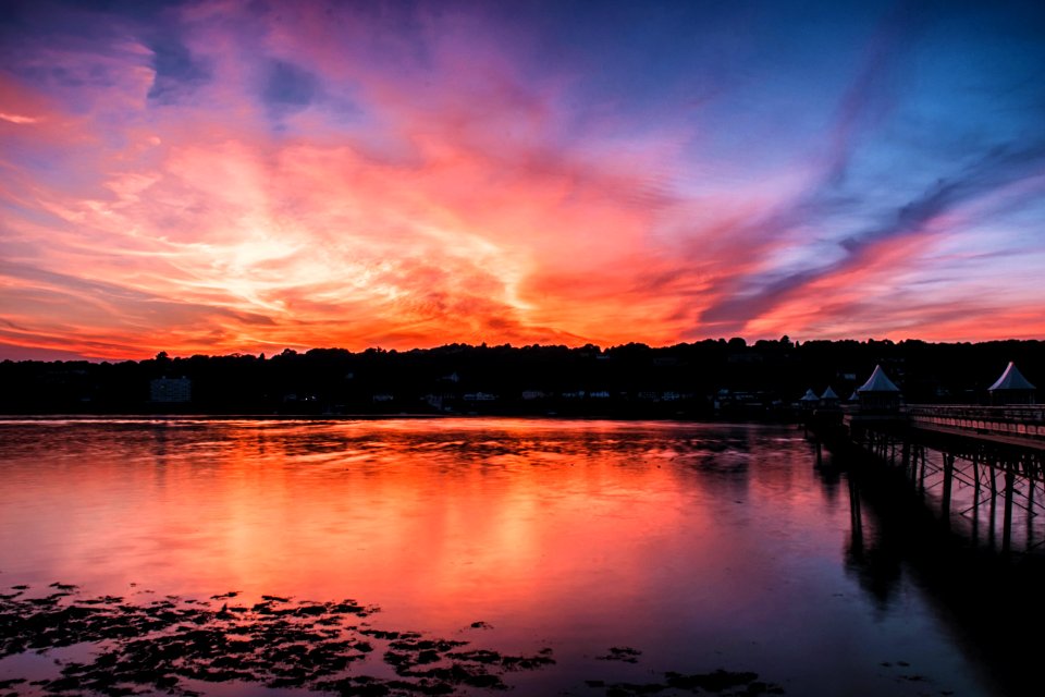 Landscape Body Of Water Near Dock During Night Time photo