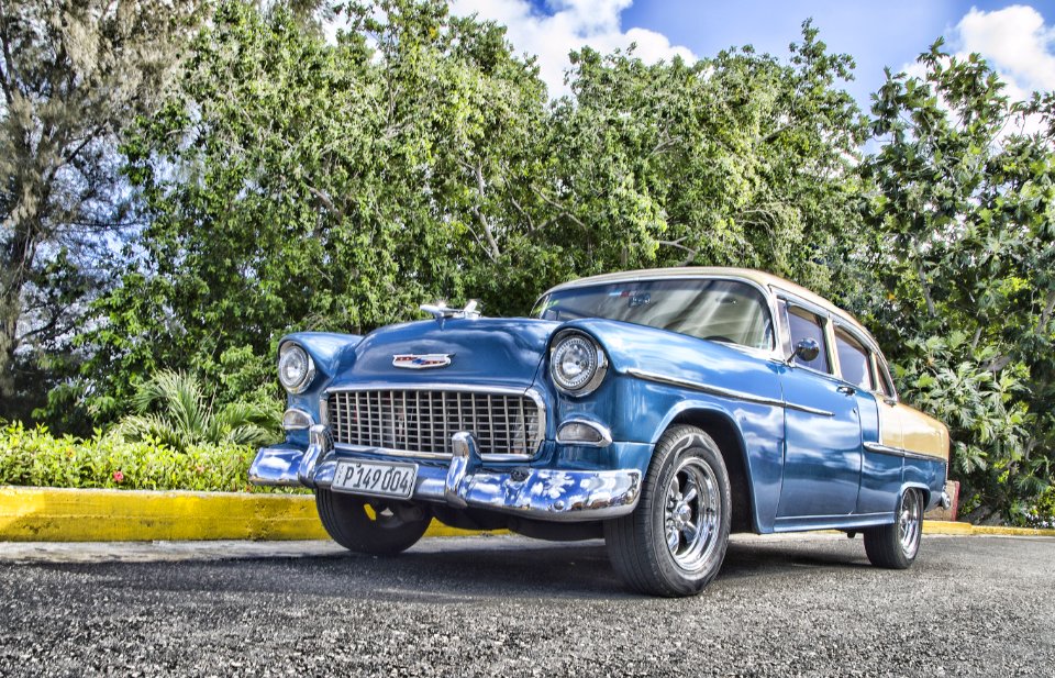 Vintage Blue Sedan