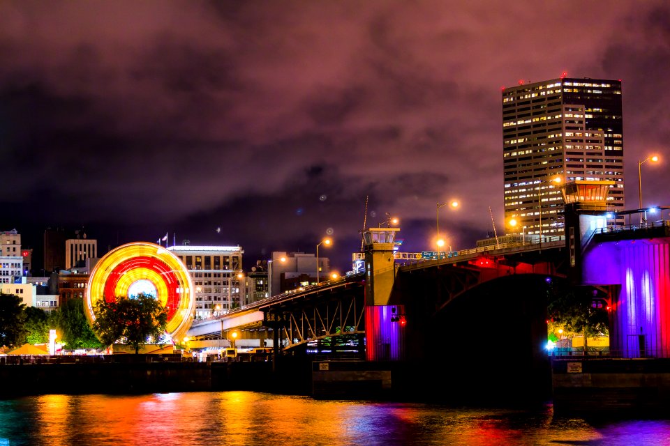 Illuminated Buildings At Night photo