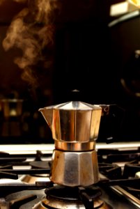 Stainless Steel Coffee Maker On Stove