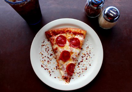 Sliced Pepperoni Pizza On White Ceramic Plate