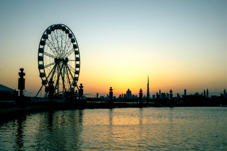 Black Ferris Wheel Near Body Of Water