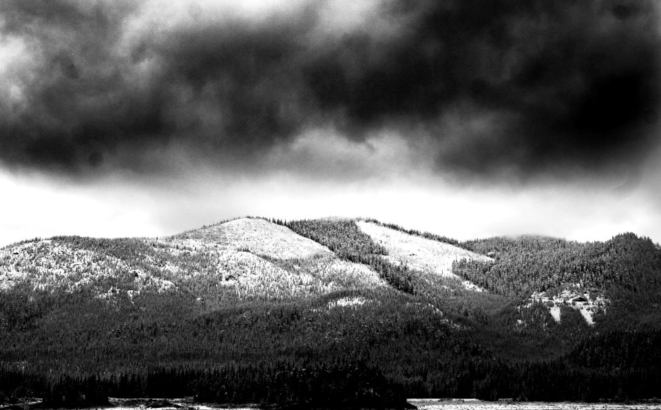 Grayscale Photo Of Mountain