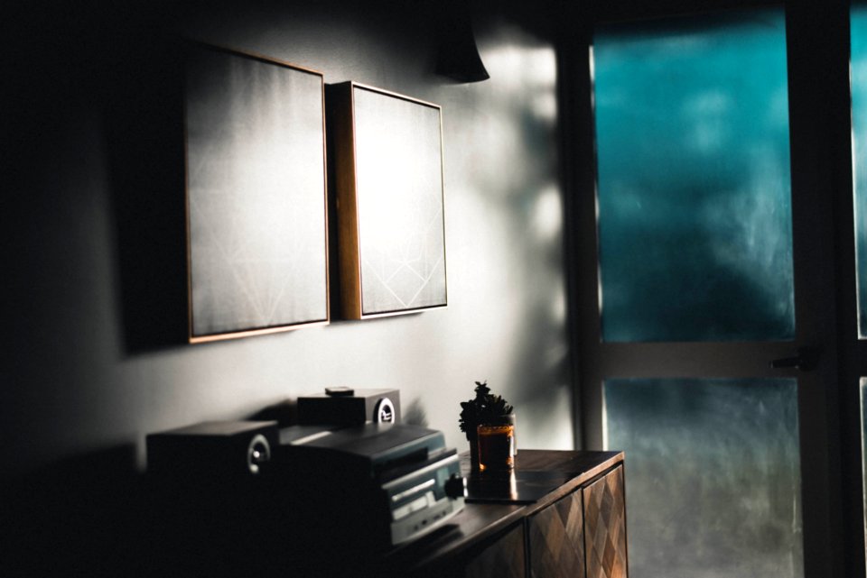 Wooden Cabinet And Stereo