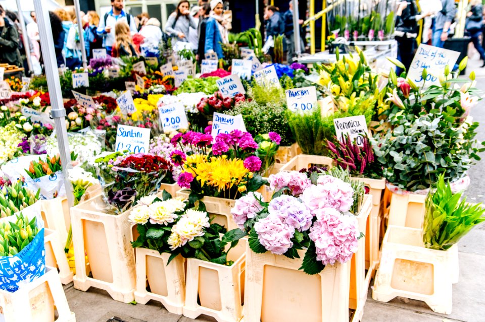 Assorted Flowers With Brown Wooden Rack photo