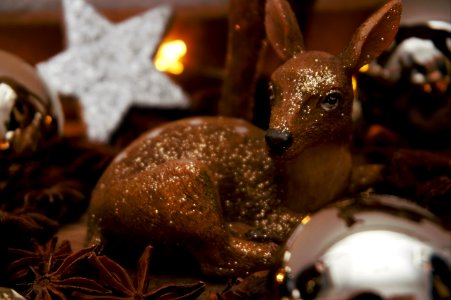 Brown Deer Figurine And White Star Decor photo