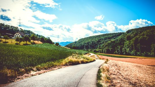 Green Field And Road In Landscape Photography photo