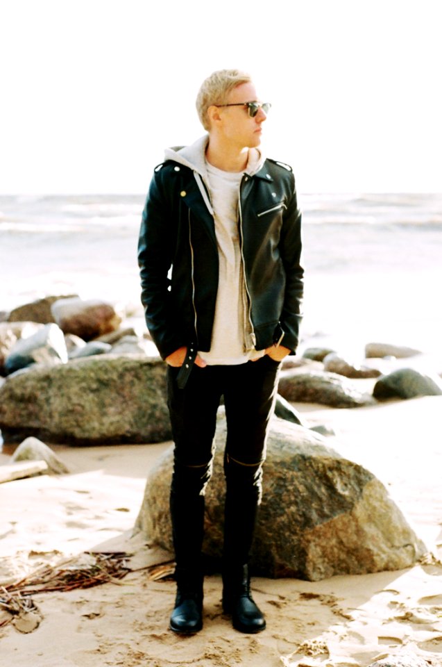 Man Wearing Black Leather Jacket And Black Pants