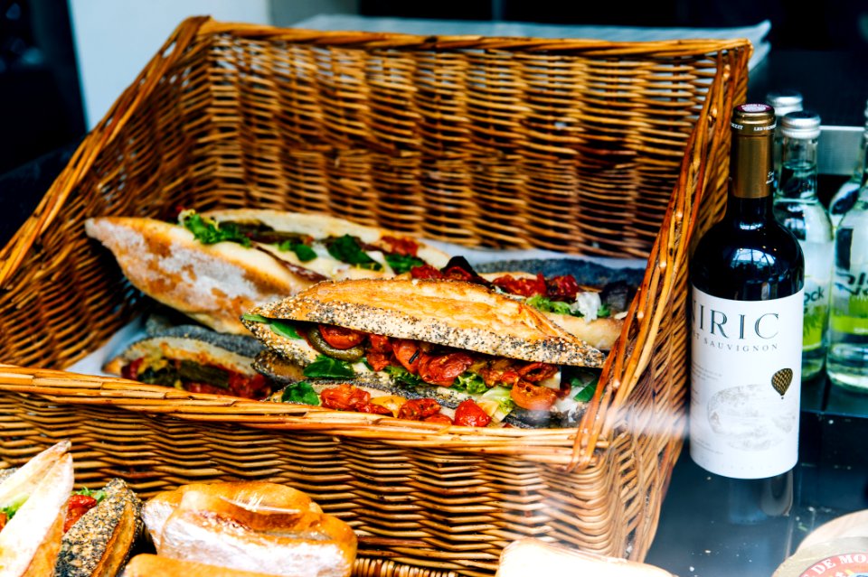 Clubhouse Sandwich On Brown Woven Basket