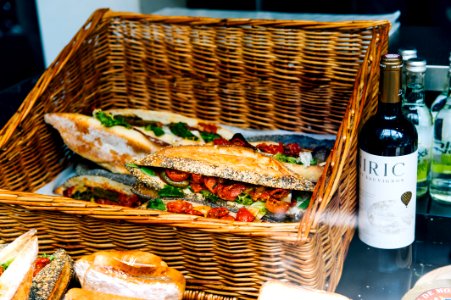 Clubhouse Sandwich On Brown Woven Basket