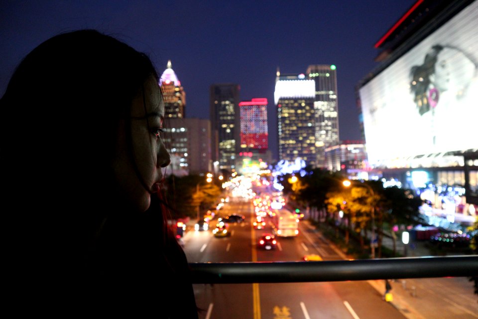 Woman Looking Down The Street photo