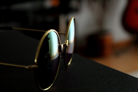 Gold Frame Black Lens Eyeglasses photo