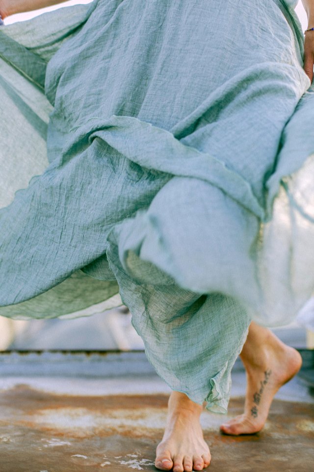 Teal And White Dress