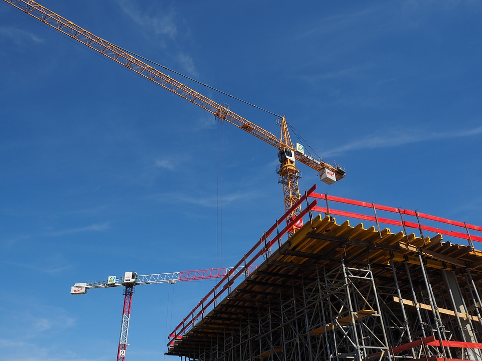 Construction work technology crane boom