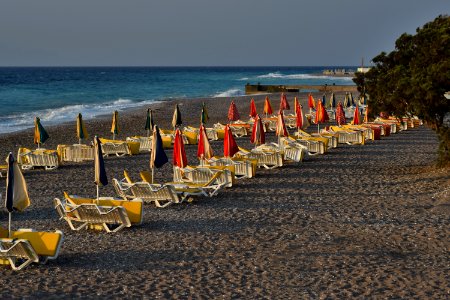 White Wooden Beach Patio Set At Daytime