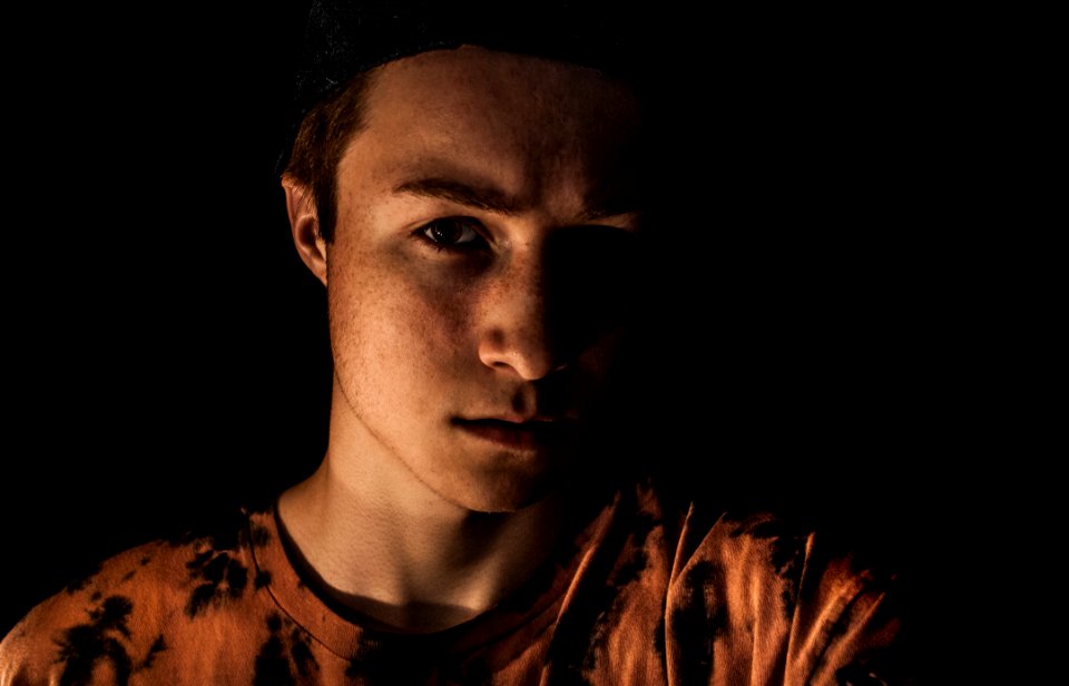 Man Wearing Brown And Black Crew-neck Shirt
