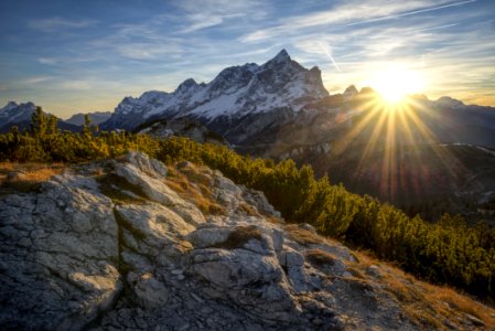 Snow Covered Mountain During Sunrise photo