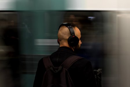 Man Wearing Black Headphones photo
