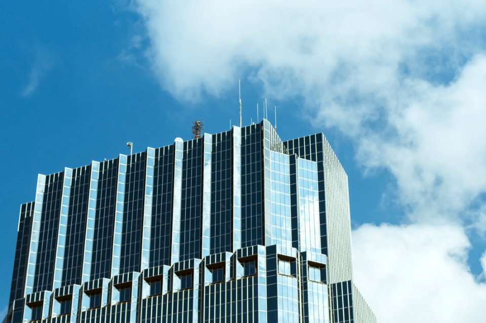 Blue And Gray Curtain Wall Building