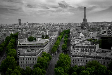 Aerial Shot If Eiffel Tower Paris Skyline