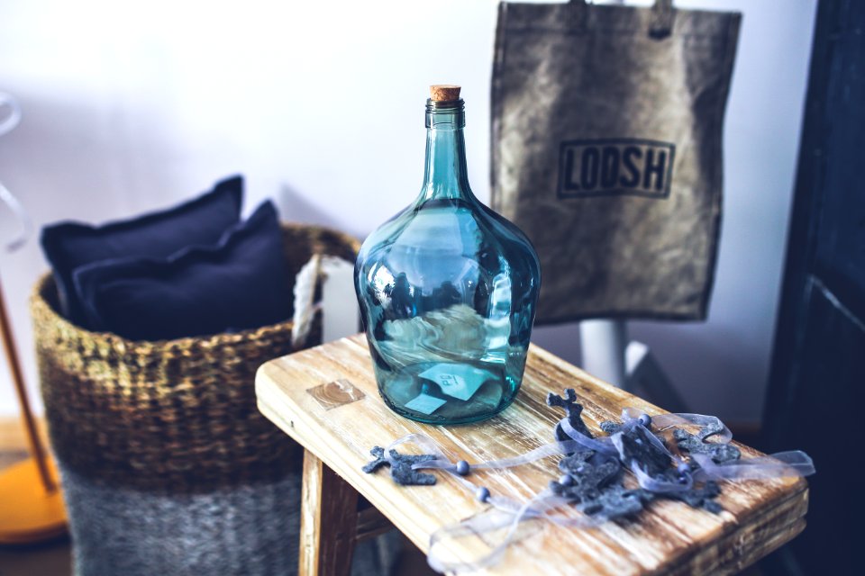 Blue Carafe On The Stool