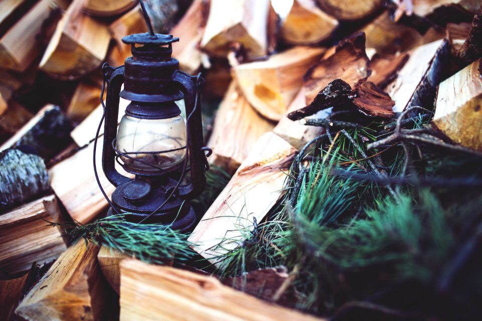 Kerosene Lamp On The Wood