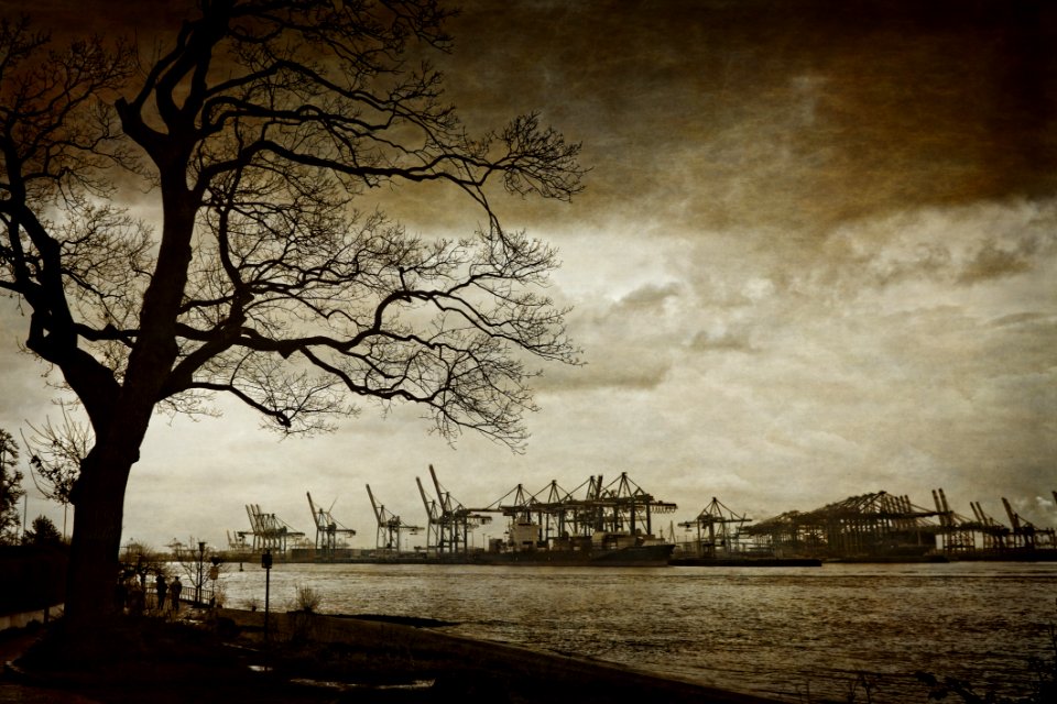 Black-and-white Construction Cranes