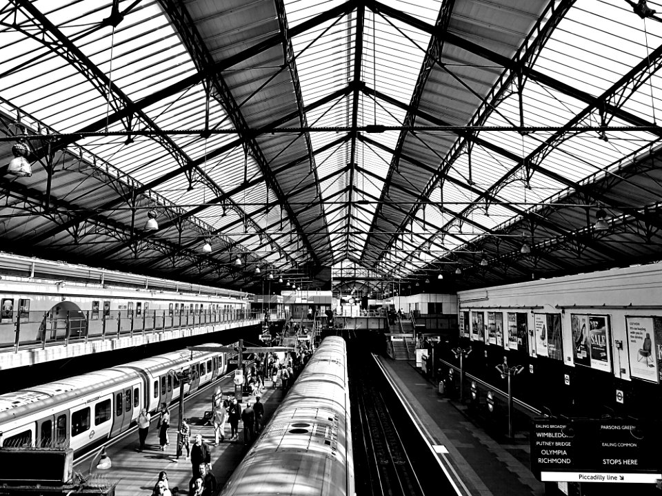 Black-and-white Building Locomotive photo