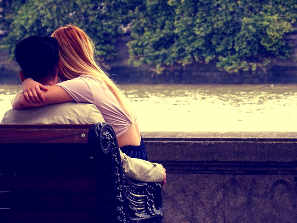 Bench Couple Hugging