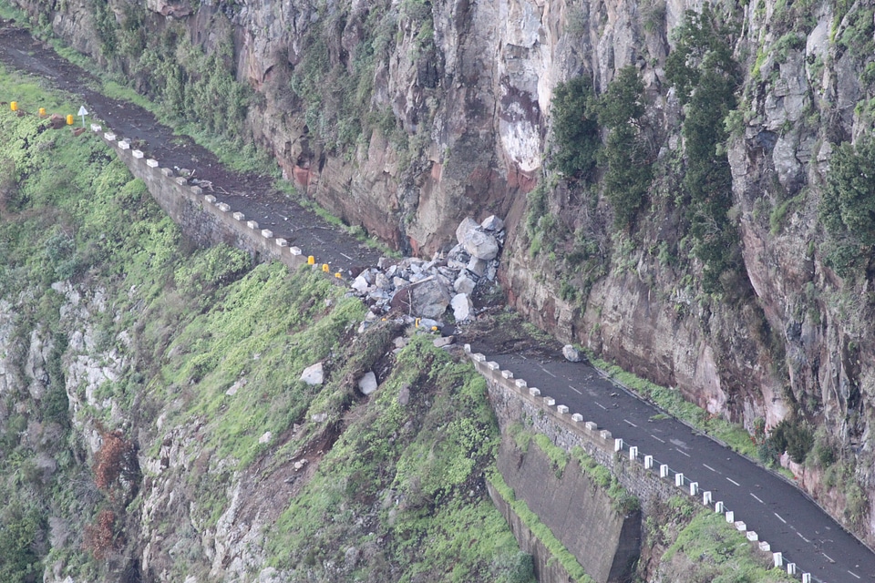 Rock avalanche scree road
