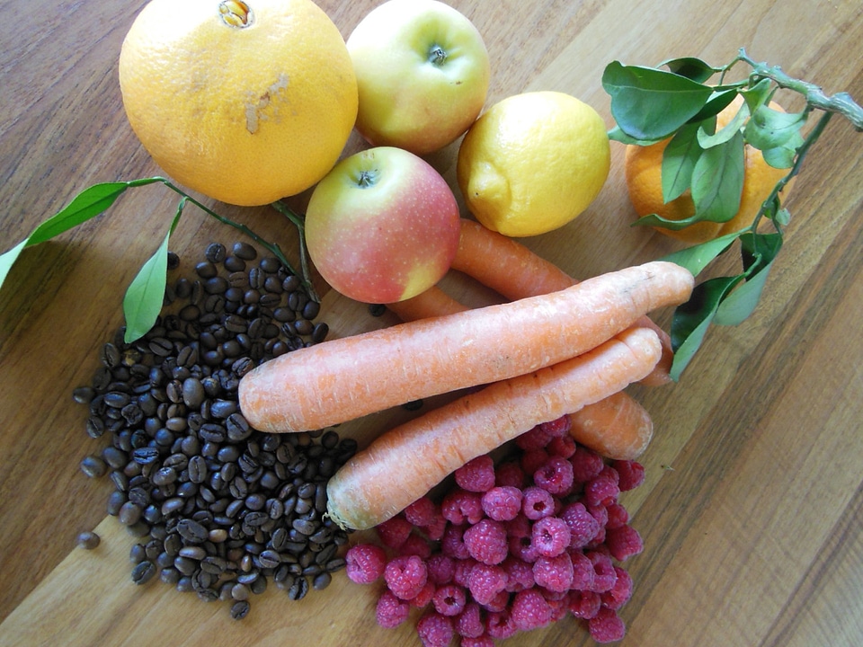 Coffee vegetables fruits