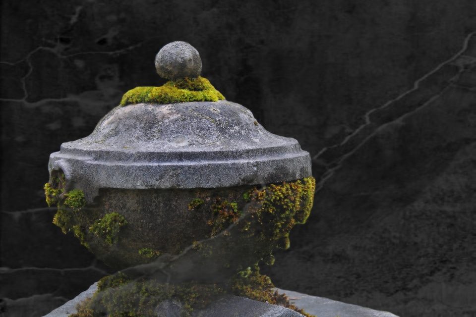 Cemetery stone vascular antique