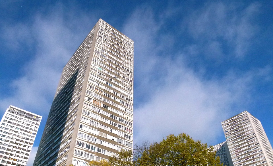 Skyscraper sky clouds