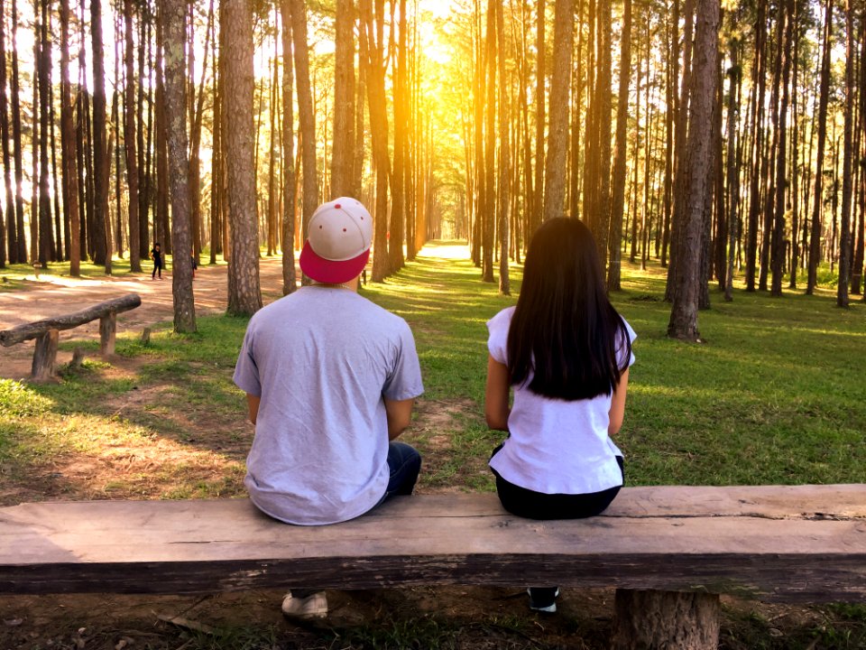 Bench Countryside Couple