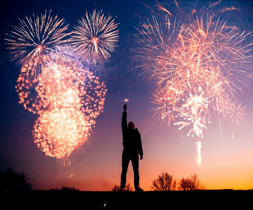 Man With Fireworks photo